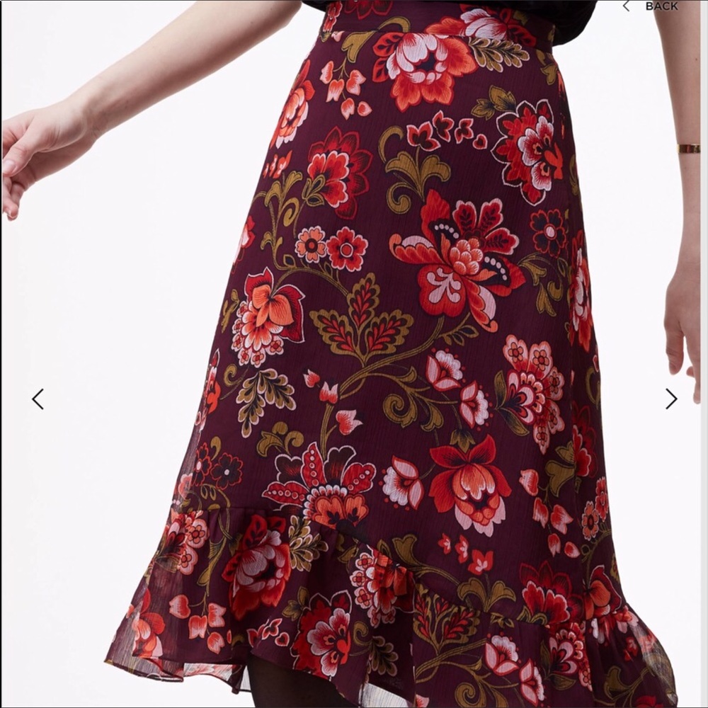 ANN TAYLOR LOFT SIZE 16 FLORAL RUFFLE SKIRT - Picture 3 of 6